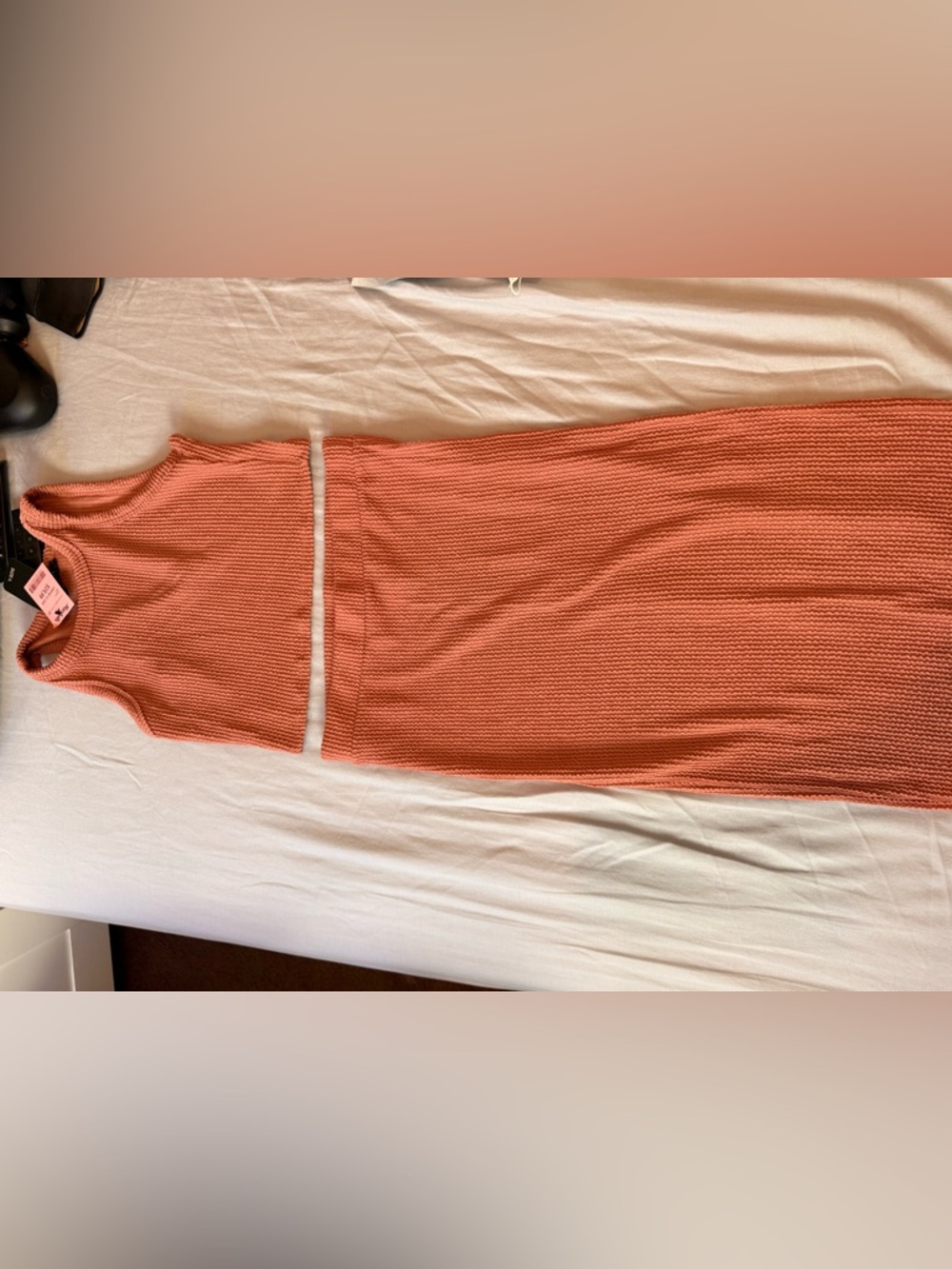 Sleeveless Knit Two-Piece Dress in Terracotta